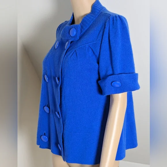 Cashmere Sweater Blue with Double Buttons Medium - Picture 7 of 9